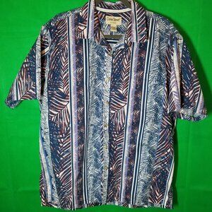 Cooke Street Shirt XL Mens Blue Palm Leaves Hawaiian Button Up Tropical Island